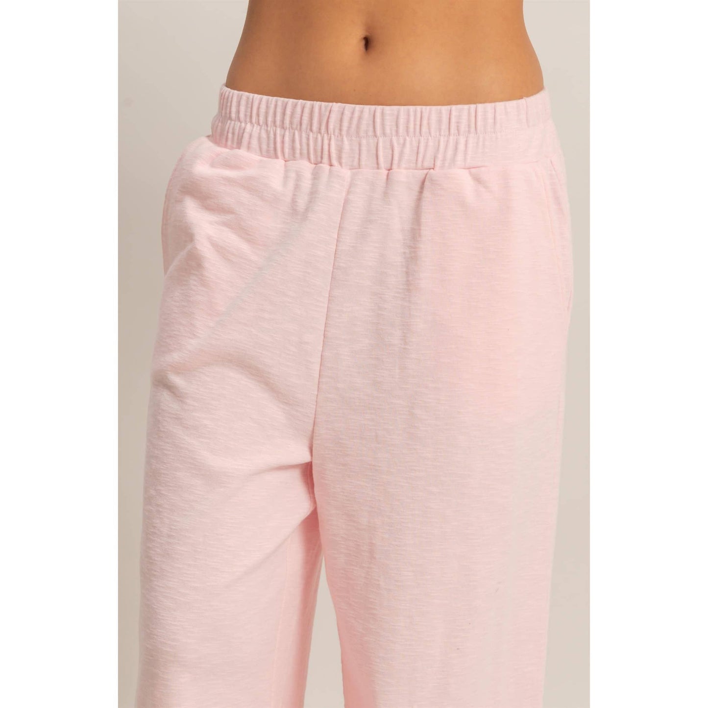 Pink Wide-Leg Lounge Pants | Elastic Waist Relaxed Fit Pants