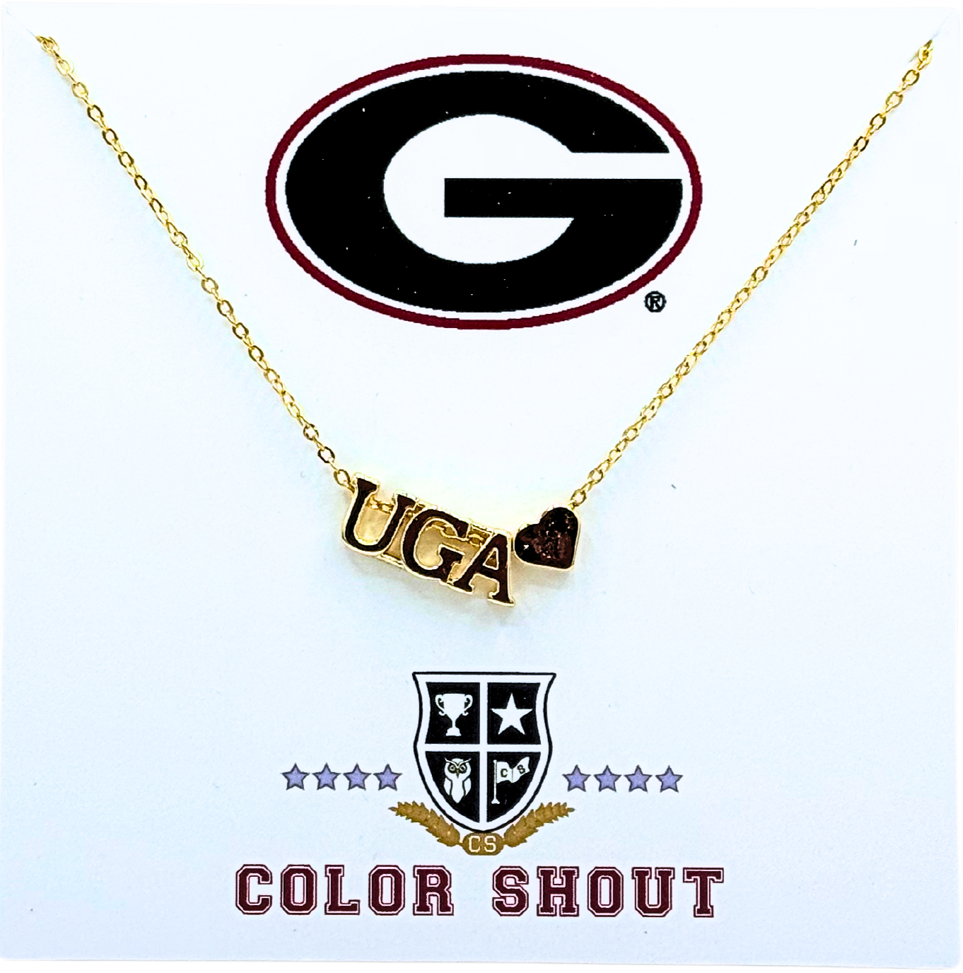 UGA Heart Necklace – 18K Gold-Plated Georgia Jewelry