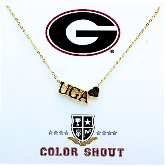 UGA Heart Necklace – 18K Gold-Plated Georgia Jewelry