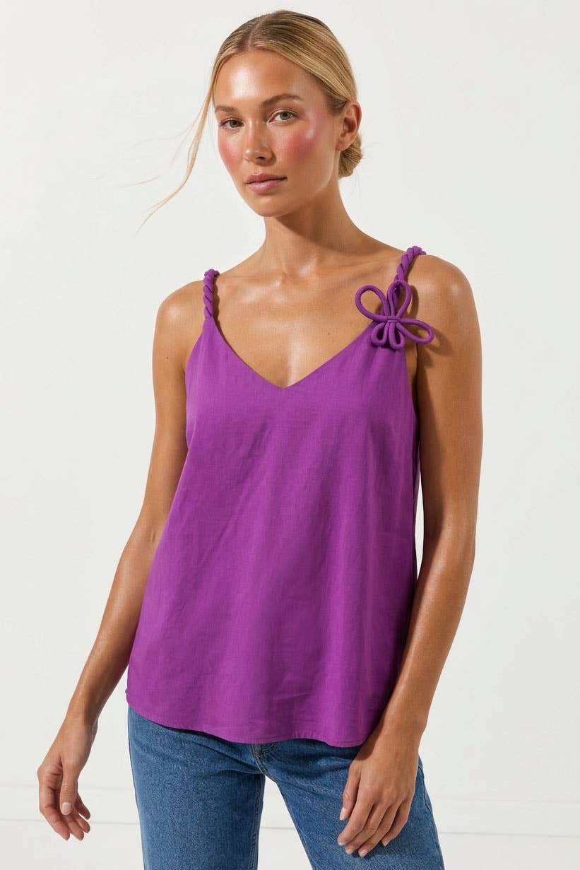 3d Twisted Flower Tank Top: Black / S