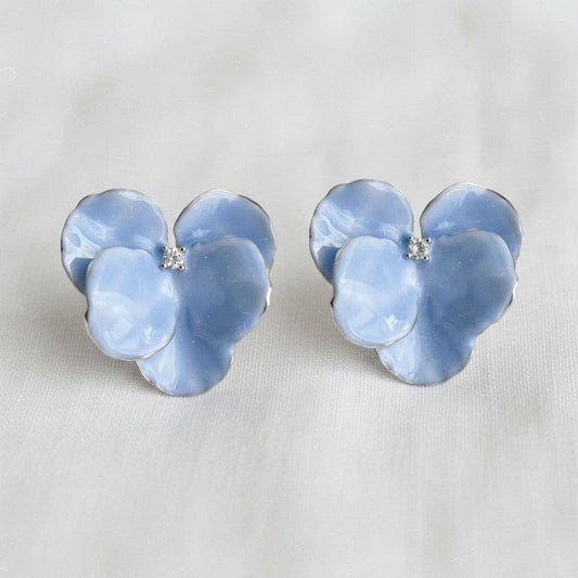 Eloise Iris- Artistic Blue Floral Drop Earrings