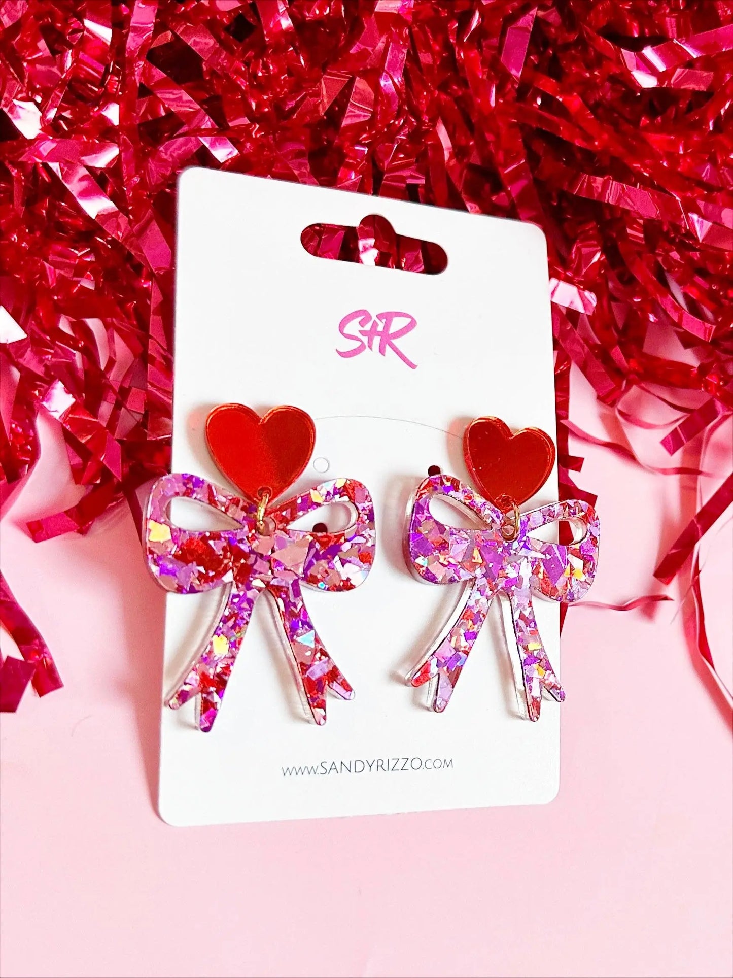 Pink Confetti Bow Dangle Sandy + Rizzo