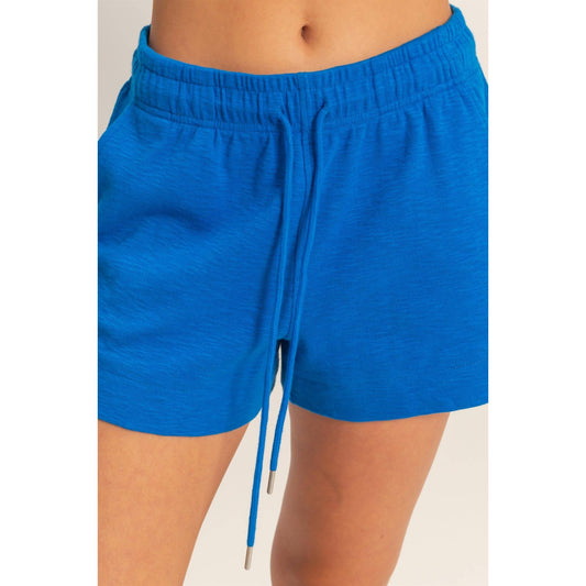 Blue Drawstring Lounge Shorts | Elastic Waist Casual Shorts | Matching Set Bottom