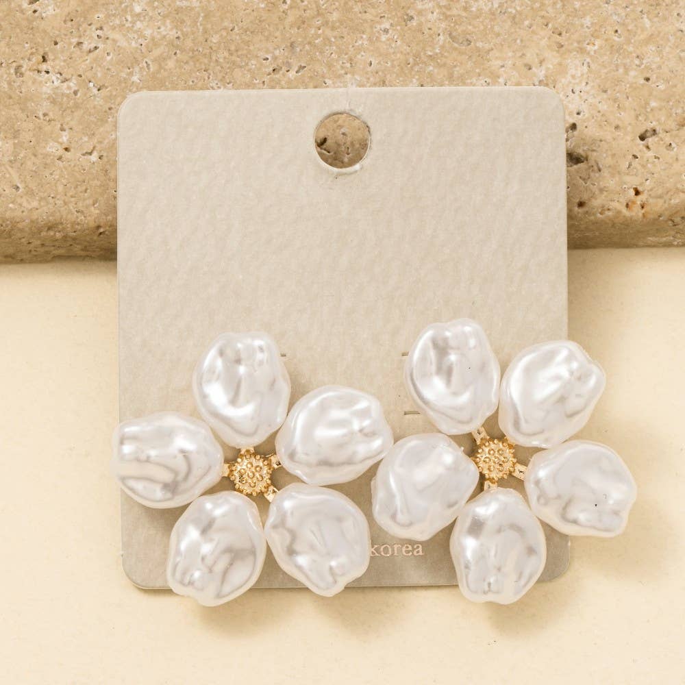 Grace Grows Here Chunky Pearl Flower Stud Earrings