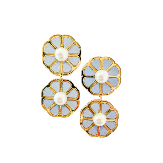 Bloom Service: Powder Blue Spring Pastel Flower Dangle Earrings