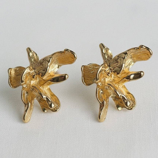 Golden Penelope- Vintage Inspired Floral Stud Earrings