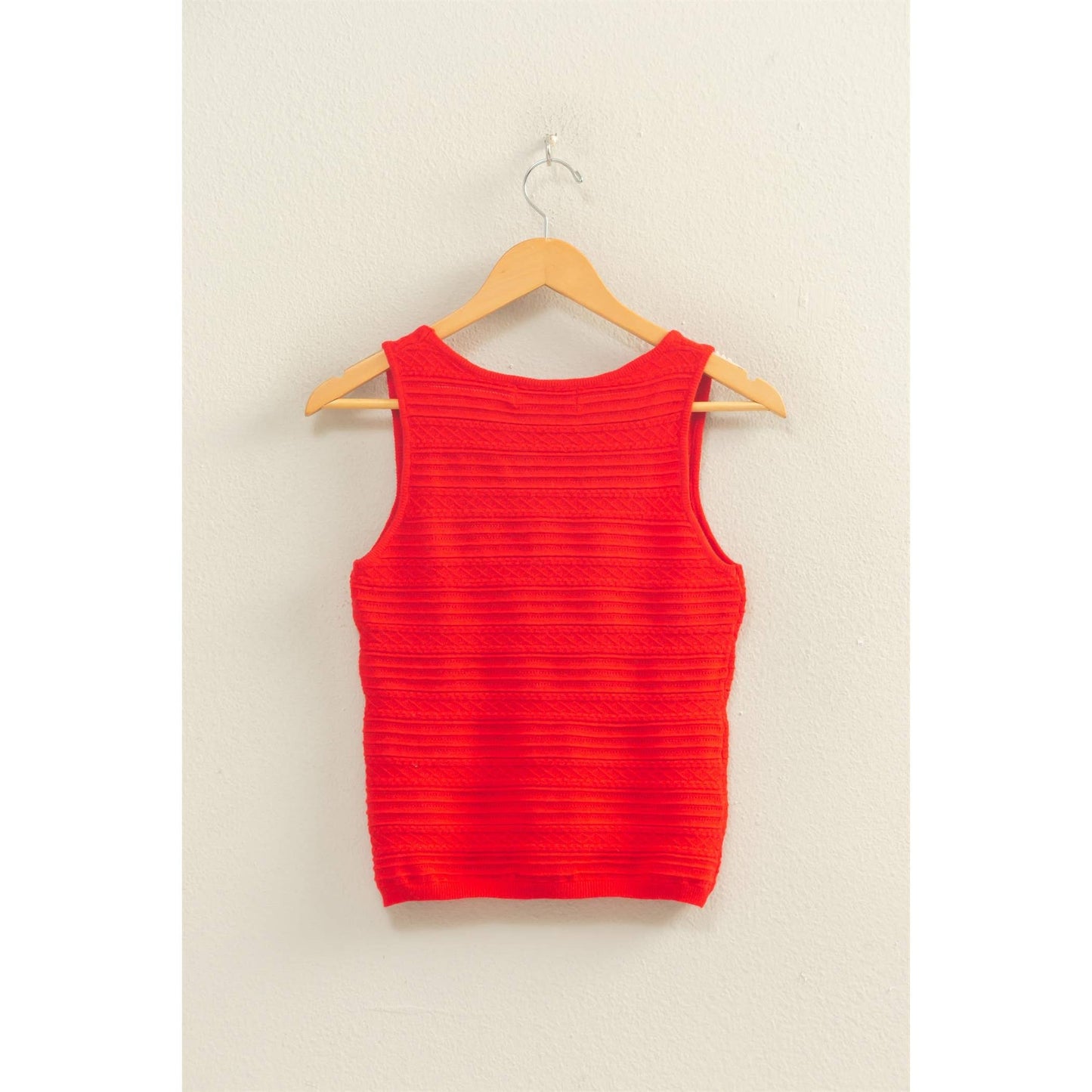Red Textured Knit Scoop Neck Tank | Fitted Ribbed Tank Top | Women’s Everyday Essential