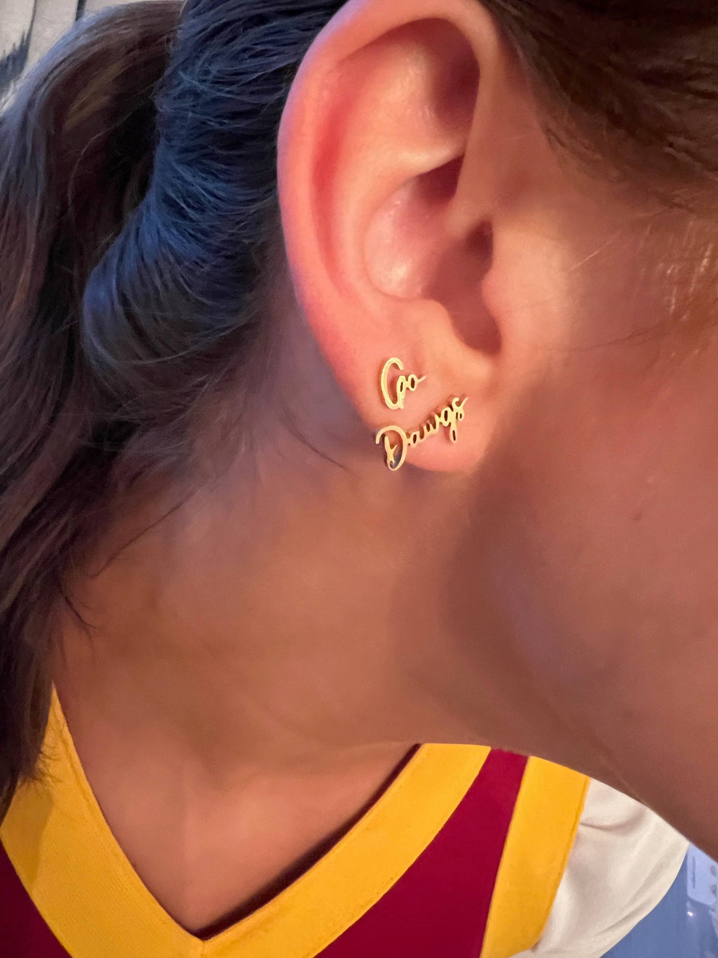 Petite Go Dawgs Gold Stud Earrings