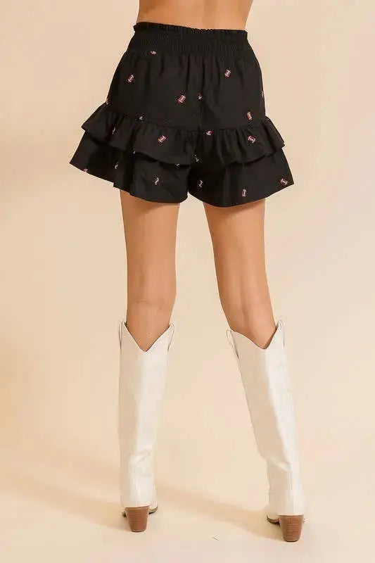 Ruffle Shorts - MP3025: Black / L Twentyten