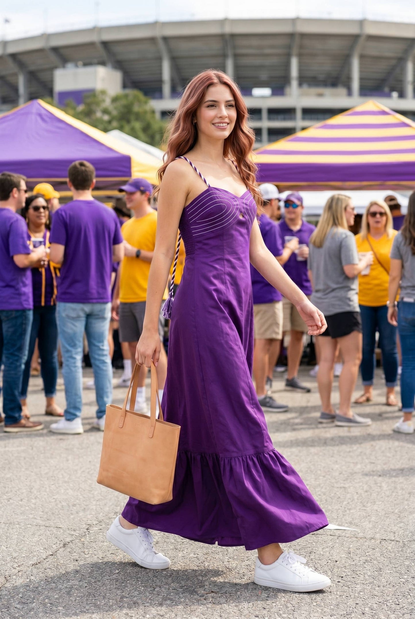 Corset inspired maxi dress with braided shoulder strap: ORANGE / L