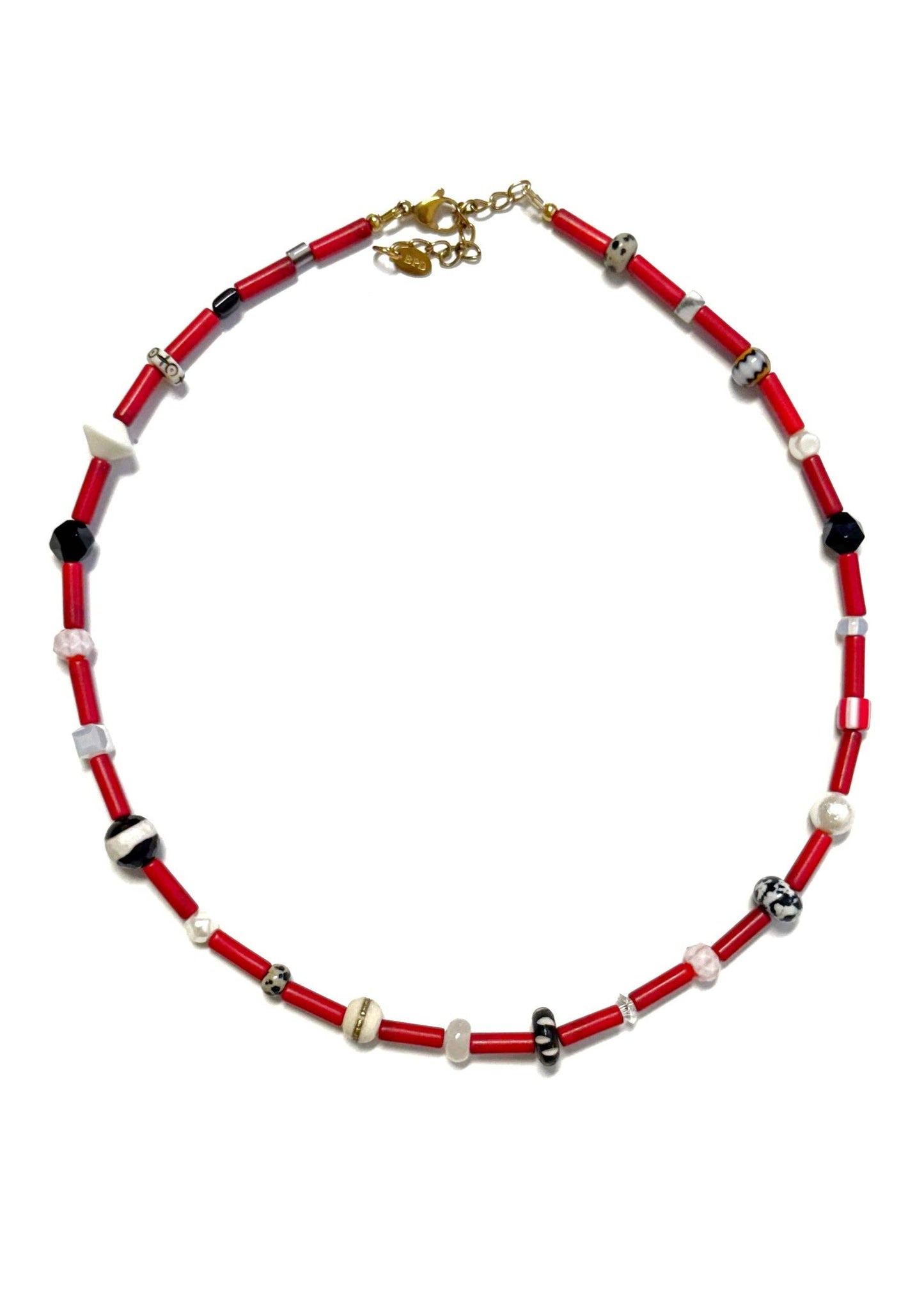 Virana Red & Black Game Day Beaded Necklace