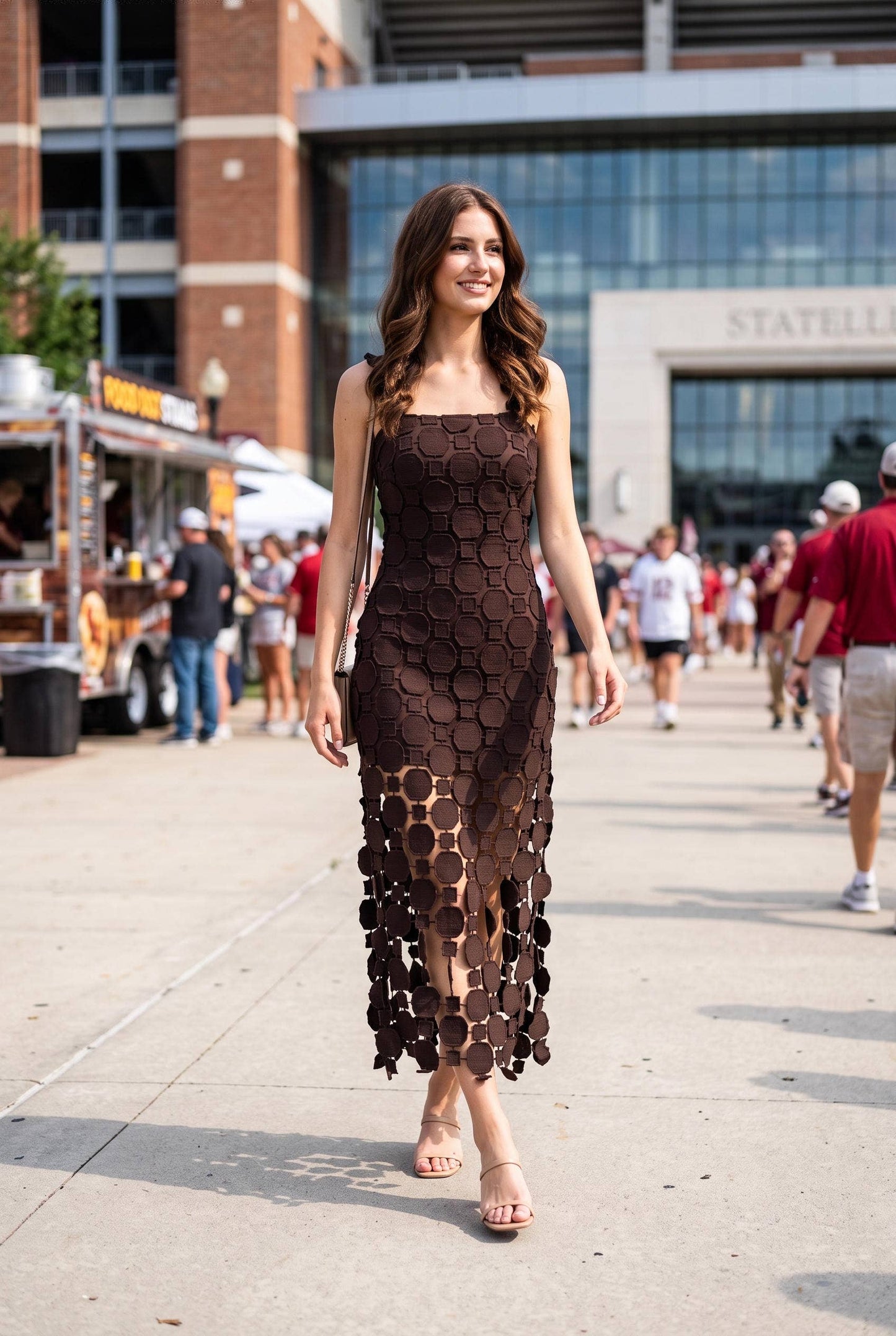 After Midnight 3D Lace Appliqué Midi Dress