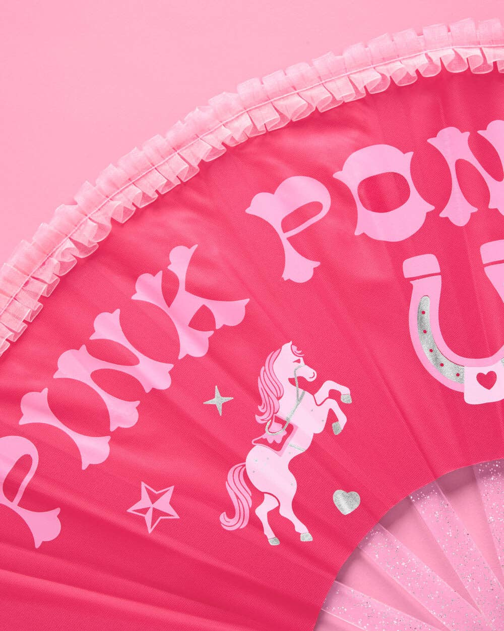 Pink Pony Club Ruffled Folding Fan
