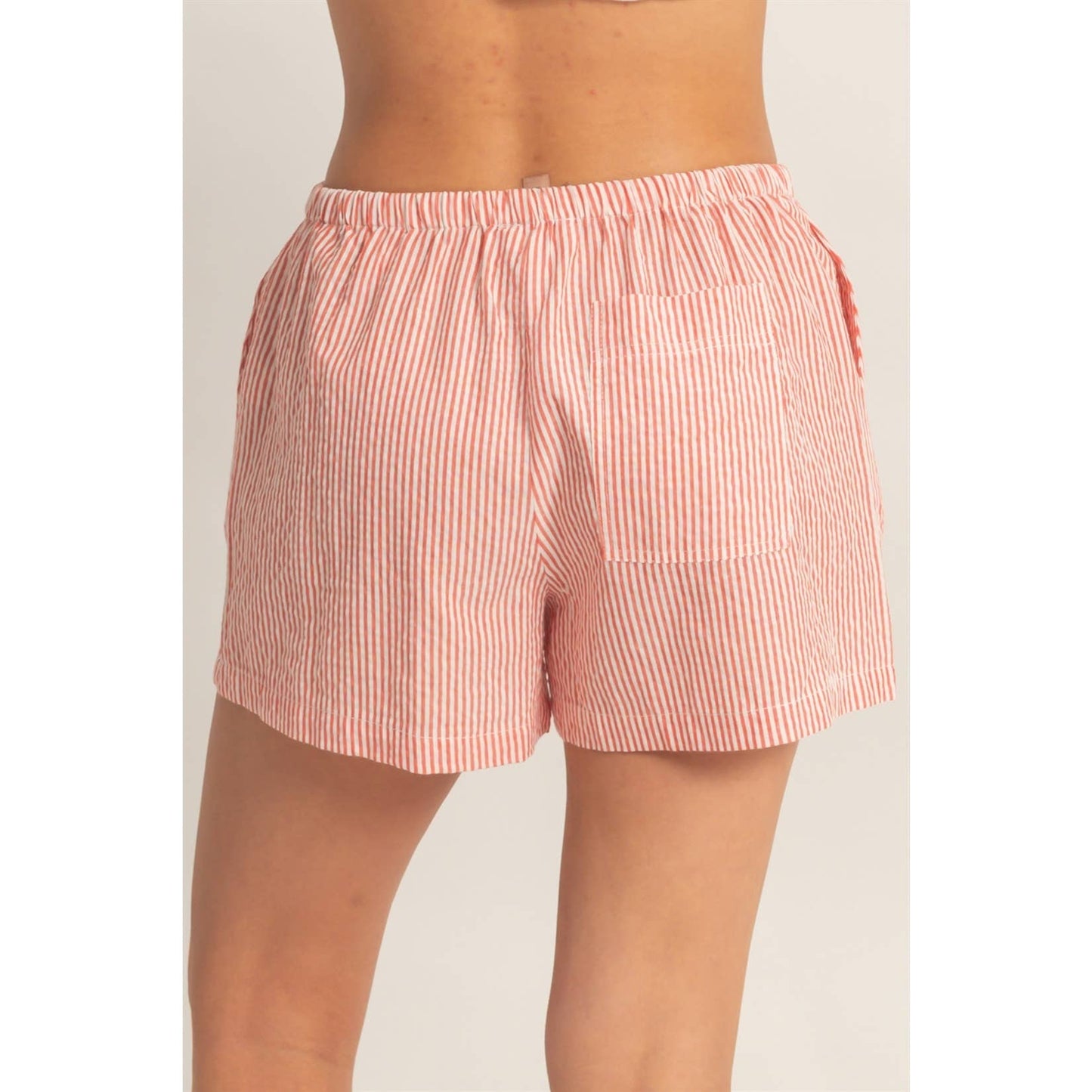 Red Stripe Drawstring Lounge Shorts for Women | Lightweight Summer Shorts