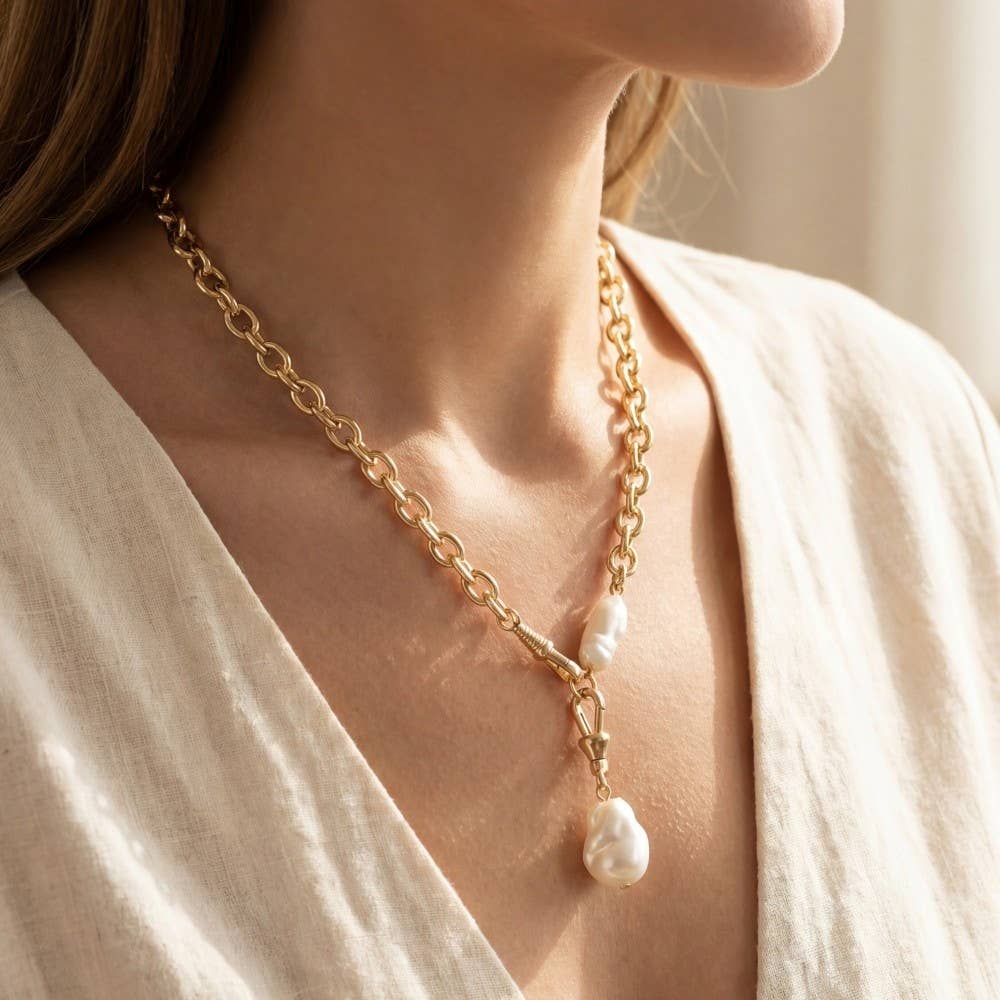 Collier pendentif chaîne perle du sud
