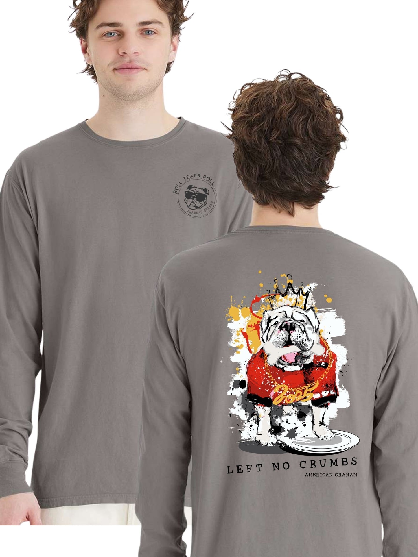 Pre-Order: SEC Champ Design- "Left No Crumbs" Bulldog Artisan Graphic Long Sleeve T-Shirt