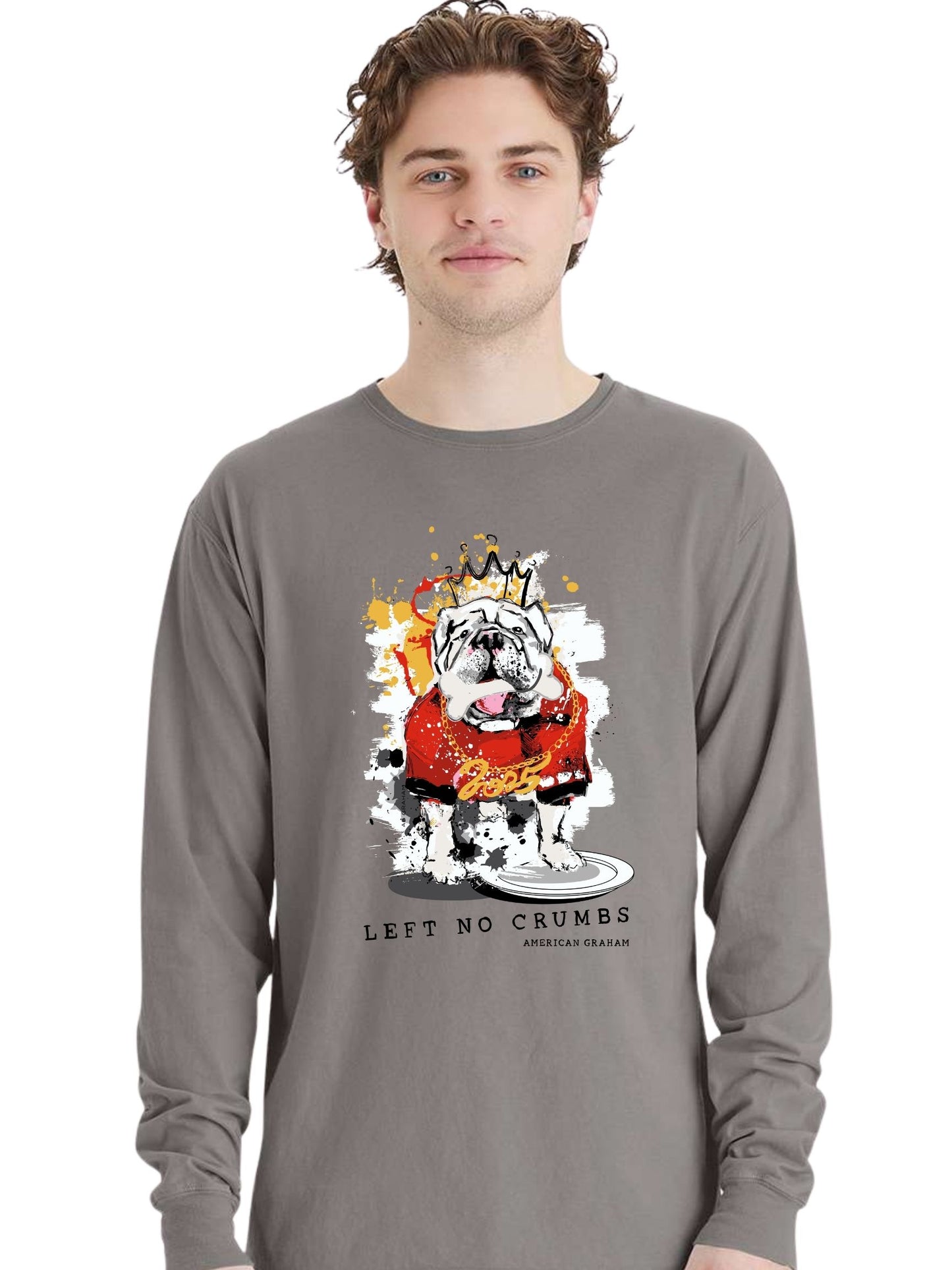 Pre-Order: SEC Champ Design- "Left No Crumbs" Bulldog Artisan Graphic Long Sleeve T-Shirt