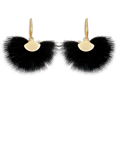 Black Feather Fan Earrings American Graham Apparel