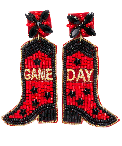 Red & Black Cowboy Boot Earrings American Graham Apparel