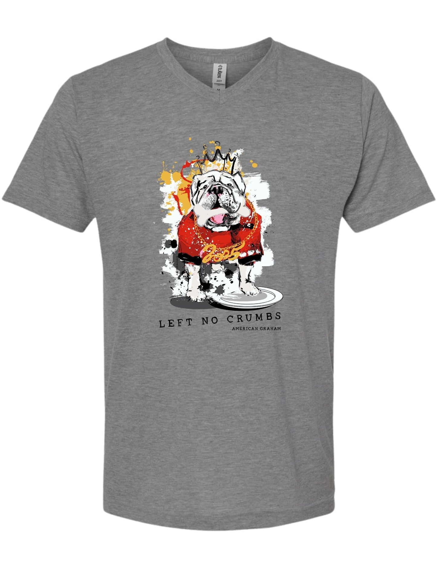 Pre-Order: SEC Champ Design- "Left No Crumbs" Bulldog Artisan Graphic V-Neck T-Shirt