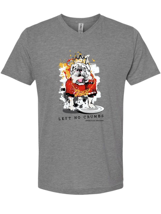 Pre-Order: SEC Champ Design- "Left No Crumbs" Bulldog Artisan Graphic V-Neck T-Shirt