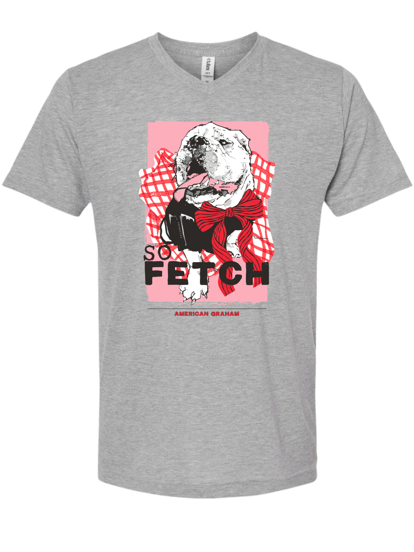 So Fetch Bulldog Tultex Graphic V-Neck T-Shirt