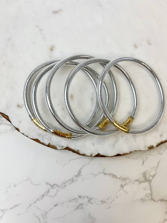 Shimmer Metallic Tube Bangles Stack