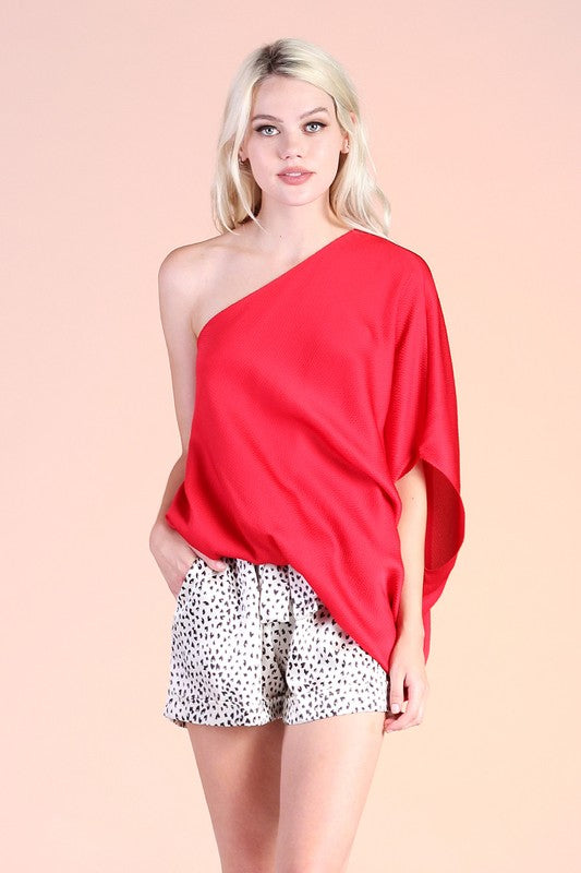 Hammered Satin One Shoulder Top