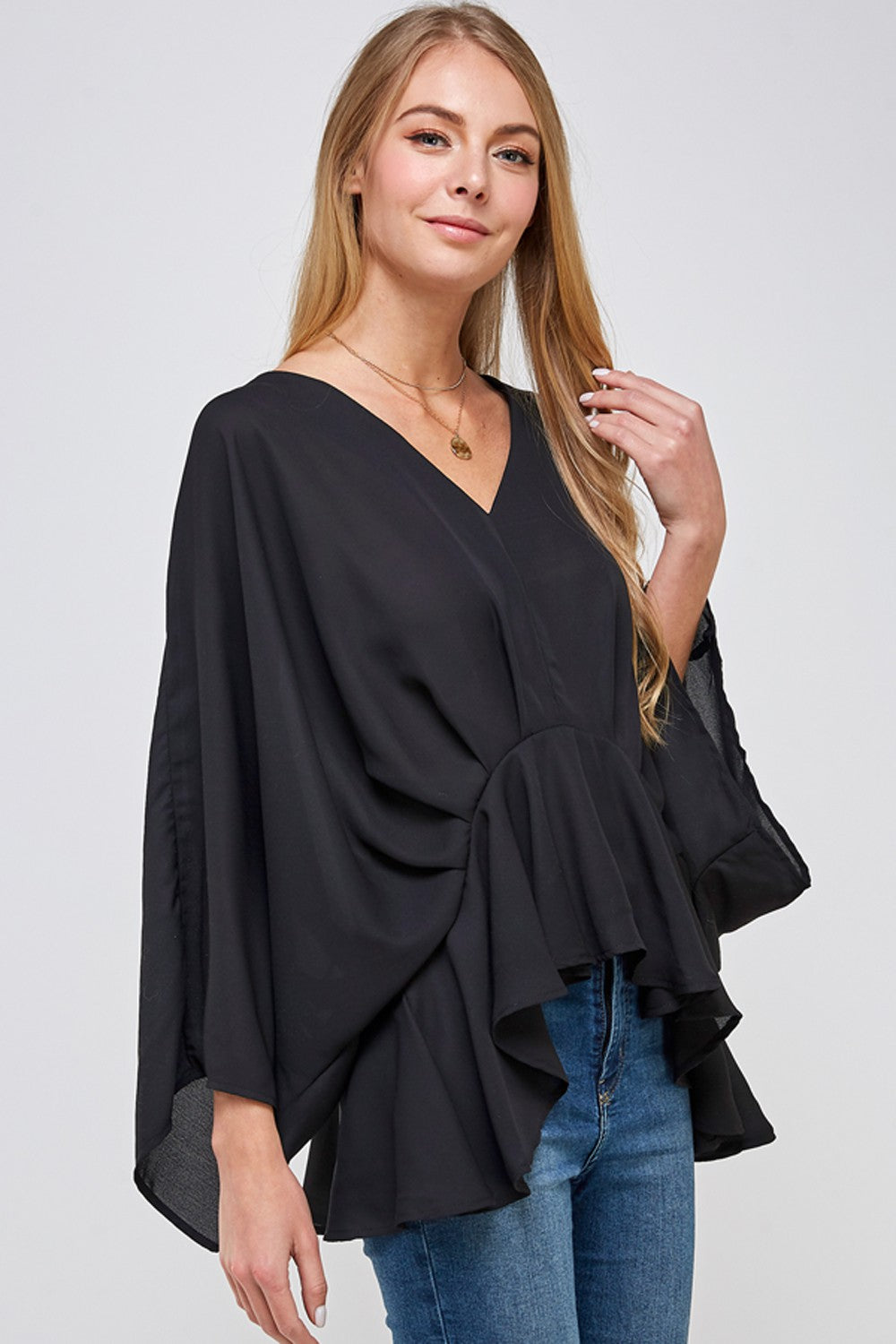 Tell It All Kimono Sleeve Blouse American Graham Apparel