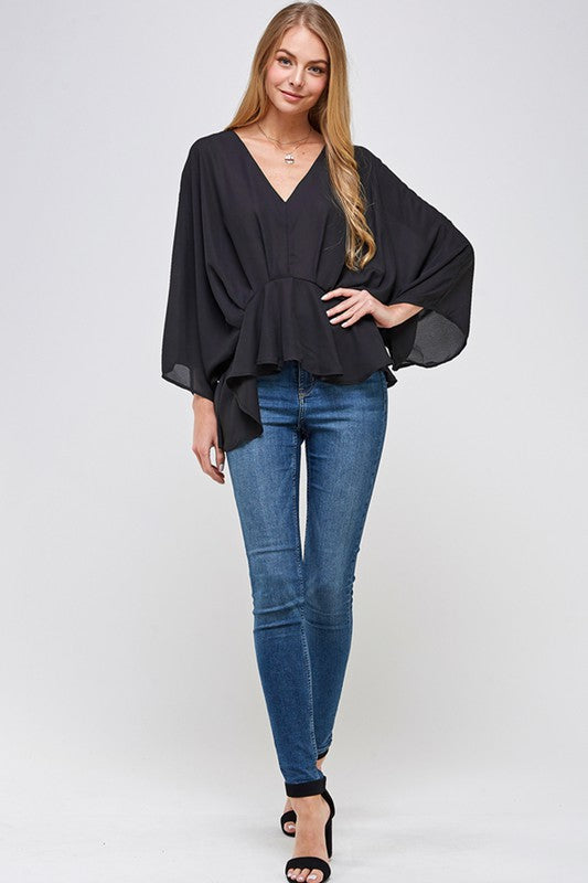 Tell It All Kimono Sleeve Blouse American Graham Apparel