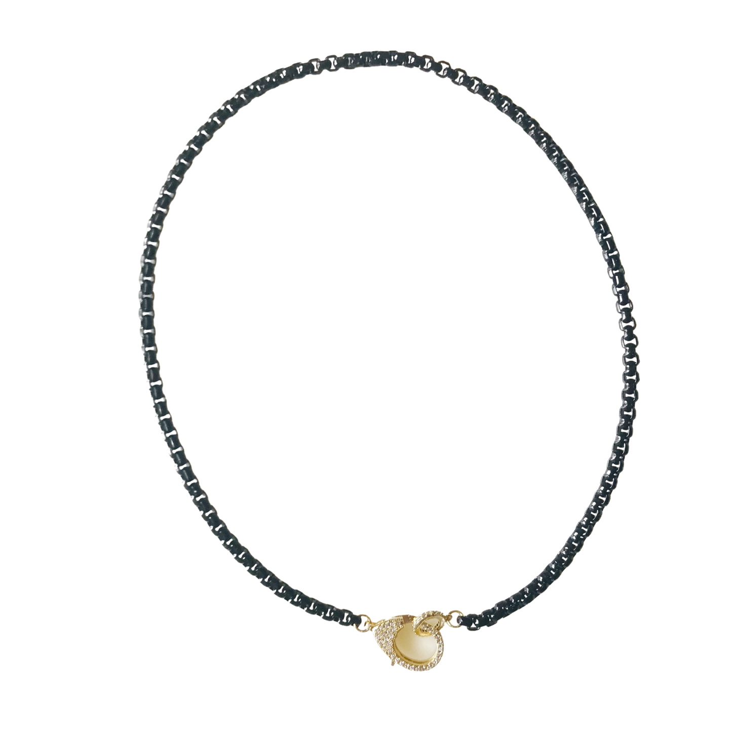 Pave Clasp Choker Necklace in Black