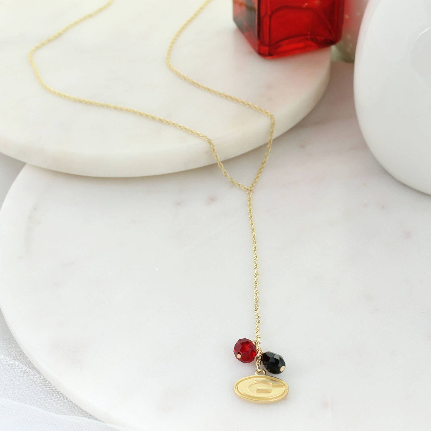 32" Georgia Matte Gold Logo Y Necklace