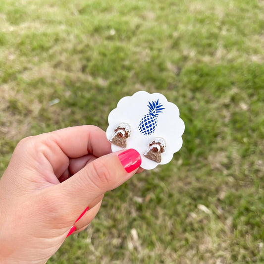 Golden Doodle Enamel Stud Earrings