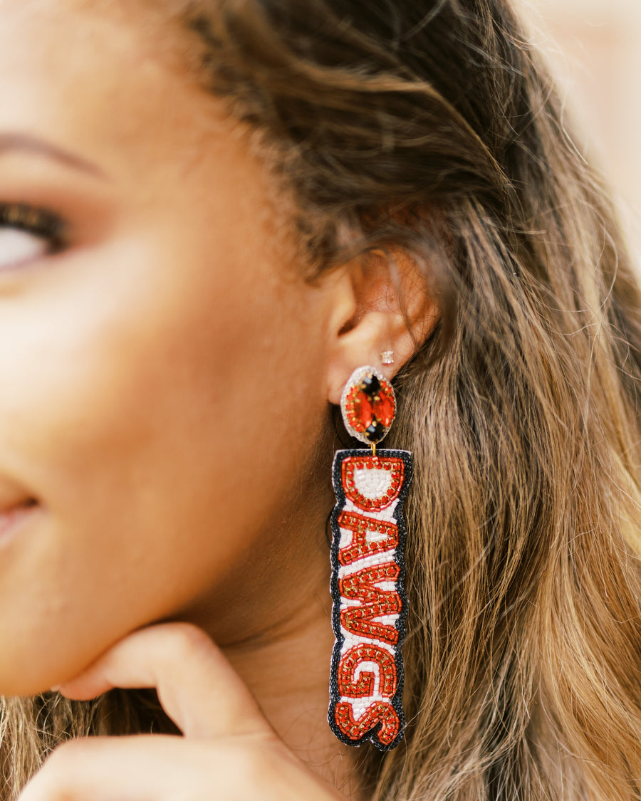 Red & Black Dawgs Drop Earrings