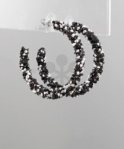 Black & Silver Hoop Earrings