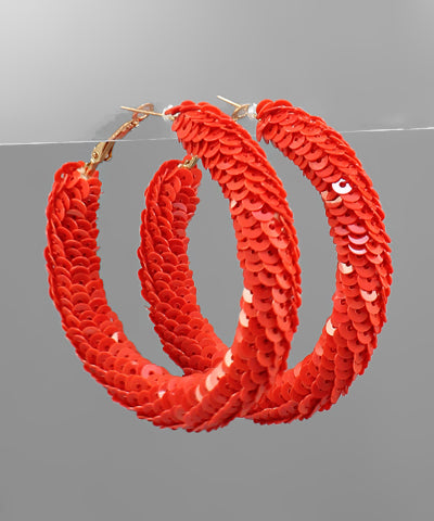 Red Sequin Hoop Earrings