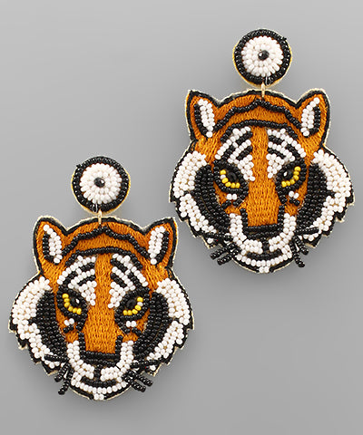 Beaded Bengal Tiger Earrings