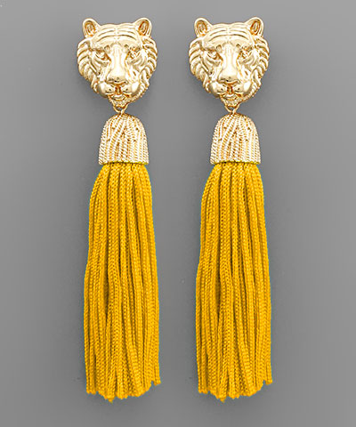 Tiger Head Tassel Earrings