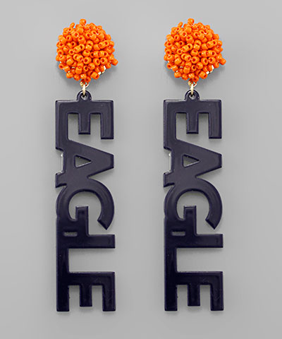 Acrylic Eagle Earrings (Navy & Orange)