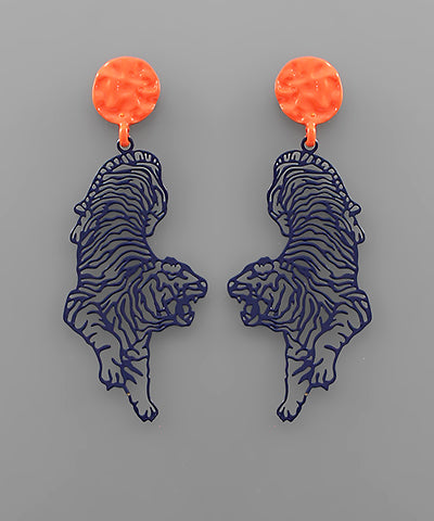 Navy & Orange Tiger Earrings