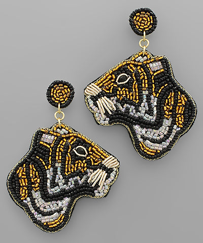 Beaded Tiger Earrings