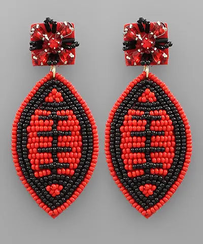 Red & Black Football Earrings American Graham Apparel