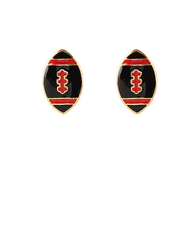 Petite Red & Black Football Post Earrings