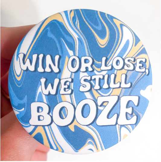 Win or Lose Game Day Button: Blue, White & Gold