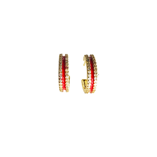 Red Pave Mini Hoop Earrings