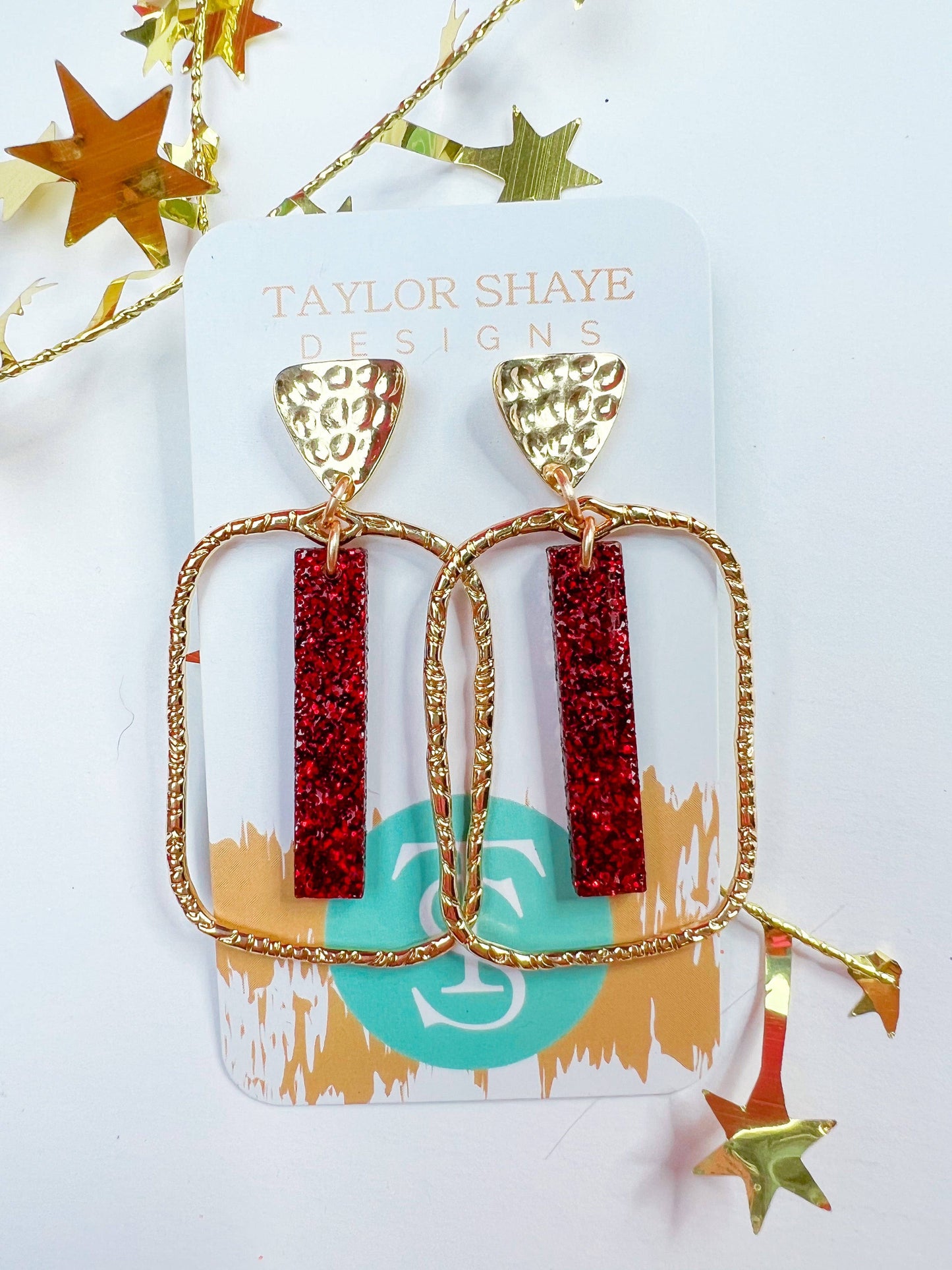 Red Glitter Stick Hoops