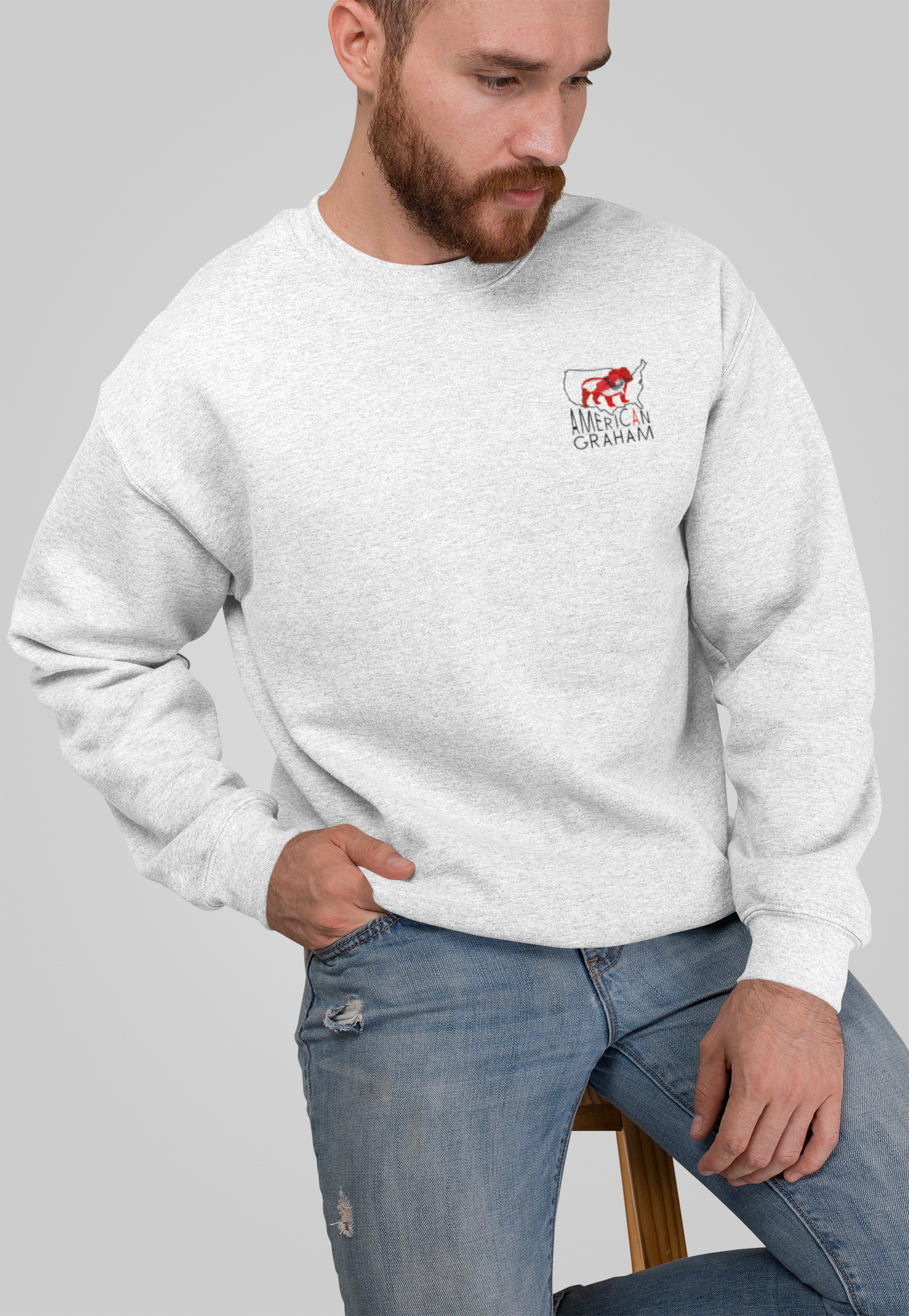 Standing Bulldog Ash Grey Unisex BASIC Sweatshirt