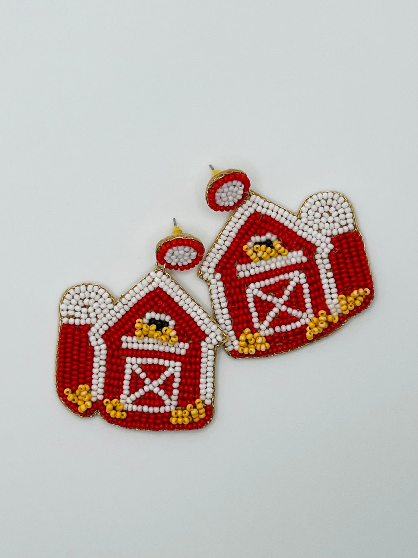 Beaded Red Barn Earrings