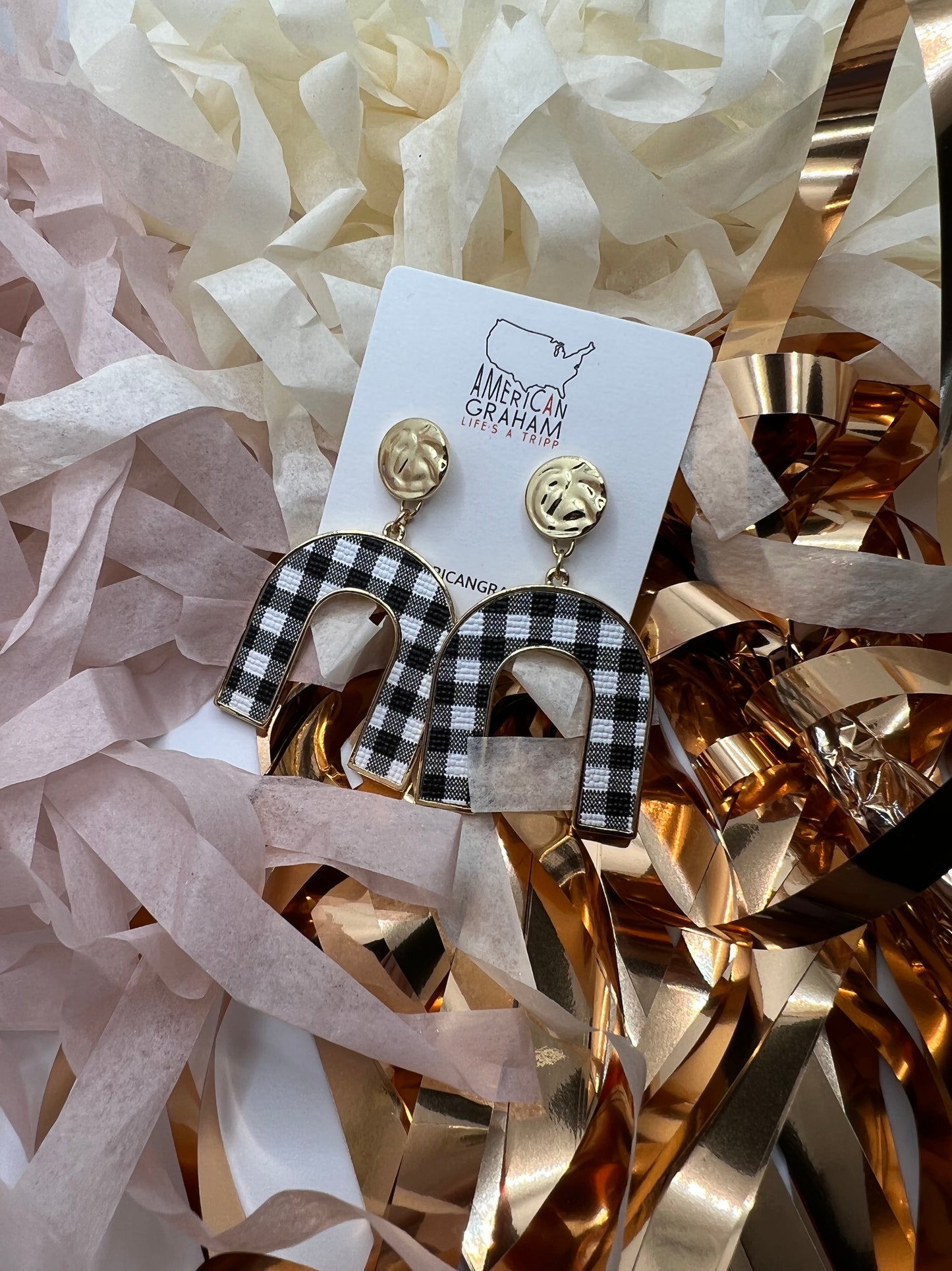 Black & White Gingham Earrings