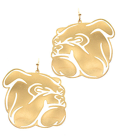 Matte Gold Bulldog Filigree Earrings